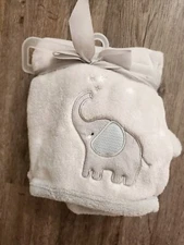 New Parents Choice Grey Elephant Stars Fleece Plush Baby Blanket Lovey 30"x40" 