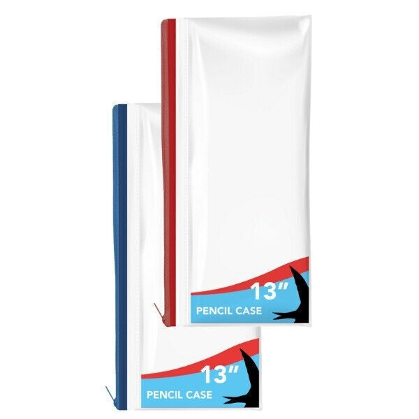 Estuche para lápices de examen transparente Swift® de 13"" con cremallera de color ideal para la escuela en casa.