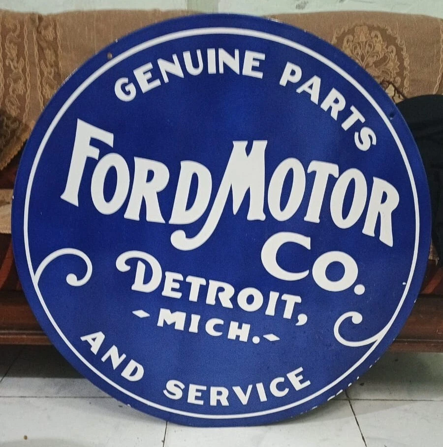 Ford Motor Co Porcelain Enamel Heavy Metal Sign 30 Inches Double Side - Image 4 of 4