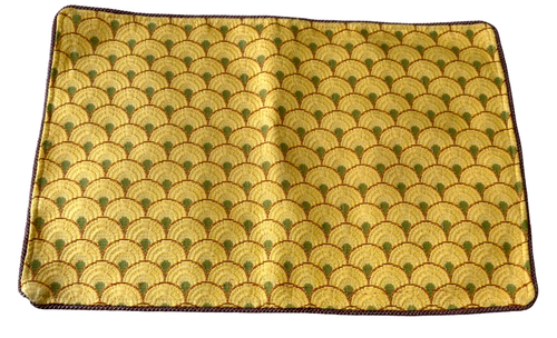 Vintage Custom Made Brocade Fabric Pillow Cover Sham Gold Multi Corded Edge