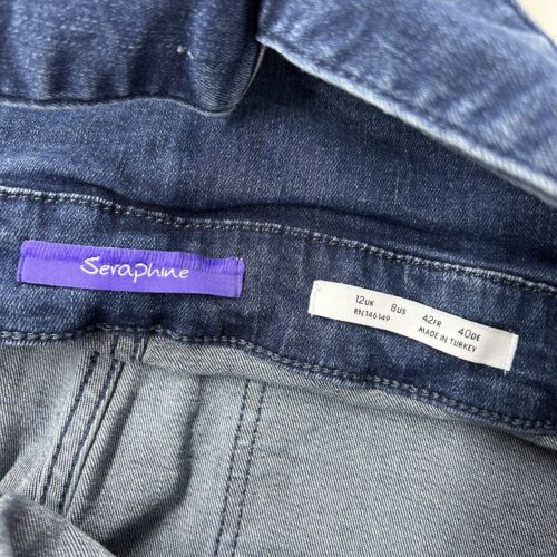 Seraphine Maternity Denim Overalls Womens Size 8 Straight Crop - Picture 3 of 10