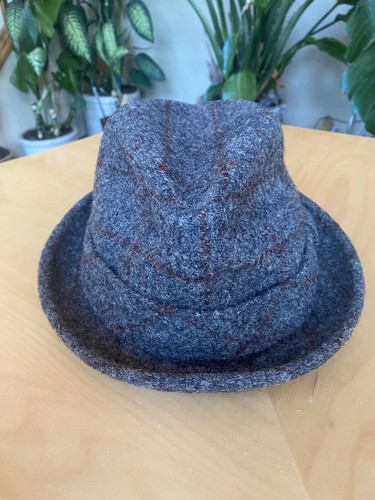 Cappello Fedora Dobbs 5th Avenue Uomo Taglia 7 Grigio Tweed Piuma NOS Fatto a Mano - Foto 3 di 8
