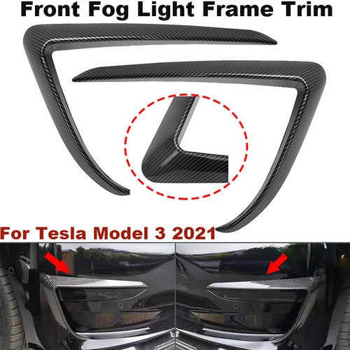 Pair Front Fog Light Frame Trim For Tesla Model 3 2021 Spoiler Eyebrow Frame Kit - Picture 1 of 11