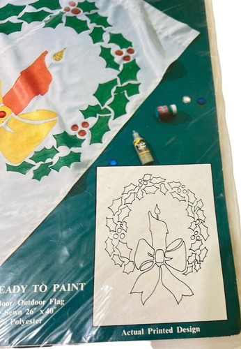 TULIP Ready to Paint Christmas Candle Wreath Flag Indoor/Outdoor 26" x 40" New - Picture 3 of 6