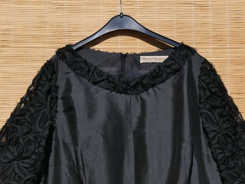 abito elegante ANNA RAKOW nero seta pizzo trasparente curvy girls taglia XL ? - Foto 5 di 6