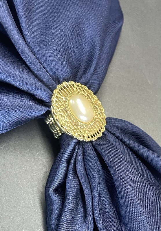 Pretty Faux Pearl Cabochon Scarf Slide Stretch Ring Country Western Cowgirl Gift