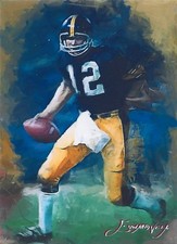 Terry Bradshaw Art Card Limited 45/50 Edward Vela signed   Steelers