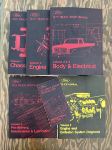 1973 FORD TRUCK VAN BRONCO SHOP MANUAL PICKUP 6 VOL Set + Specs Book ~ NICE!!