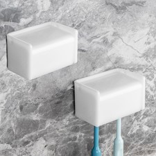 2 Pack Toothbrush Holder Wall Mounted with Cover for Bathroom, 2 Slots Toothb...