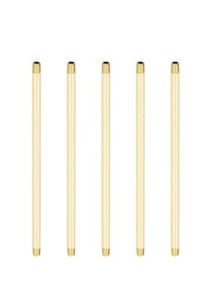 PATIKIL 1/8'' x 1/8'' NPT Außengewinde Messing Rohrverschraubung langer Nippel, 5 Stück 12'' lang