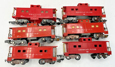 Lot of 6 Various American Flyer S Gauge Cabooses - 638, 630, One w/Red Base, Etc