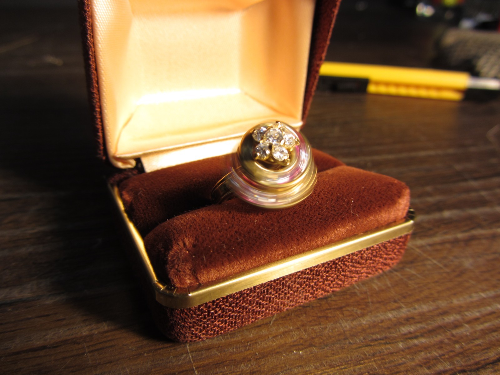 Sapphire  Ruby Spinner Motion Ring 10k Yellow Gol… - image 2