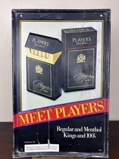 Philip Morris Tobacco 1983 Players Kings & 100's Metal Sign “Meet Players" 13.8"