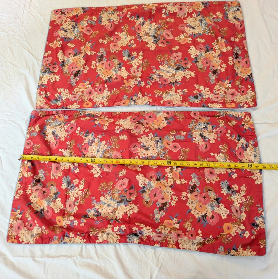 Fundas de almohada vintage KING Lauren Ralph Lauren. Juego de 2+ Falda Roja Floral Foto 4 de 4