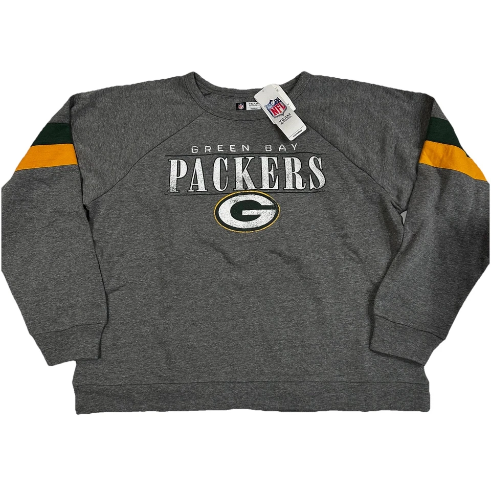 Moletom Green Bay Packers feminino XL NFL Team Apparel cinza pulôver gola redonda - Imagem 2 de 4