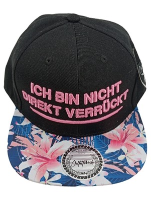 OUTFITFABRIK Snapback Cap Ich bin nicht direkt verrückt Blumen Schwarz Pink