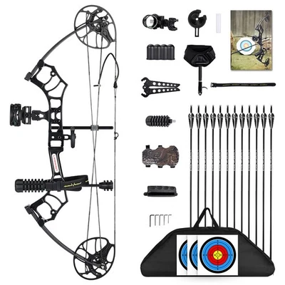 MOTION ZEUS Lightweight Compound Bow Package for Youth ＆ Adult，10-50Lbs,Archery Hunting Bow