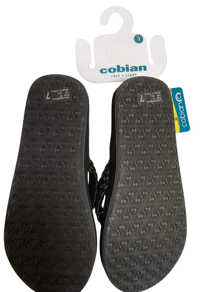 Cobian Womens Braided Black Flip-Flops Size 7 Durable Comfortable Beach Sandals - Imagem 3 de 4