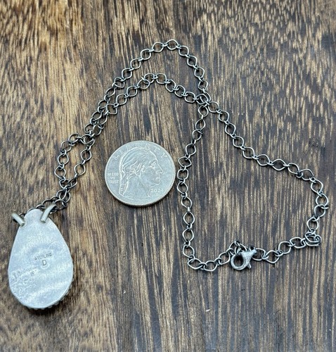Native American Navajo Handmade Sterling Silver Dahlia Rose Bar Necklace 18” - 第 4/4 張圖片