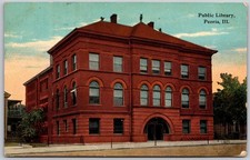Vintage 1914 Peoria Illinois Public Library Postcard - F.M. Kirby & Co.
