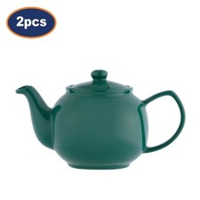 Image of Stoneware Teapot Emerald 6 Cup Traditional Serving Tea Pot 1100ml Container 2pcs