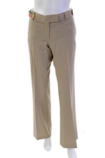 Theory Womens Wool Tailored Slim Fit Wide Leg Trouser Pants Beige Size 8