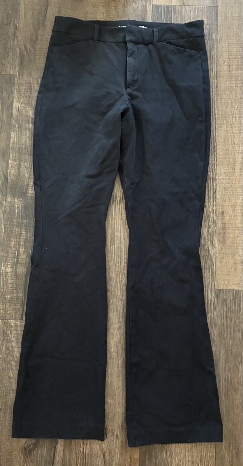 Old Navy Women's Solid Black High-Rise Pixie Flare Cotton Blend Pants 12 Tall