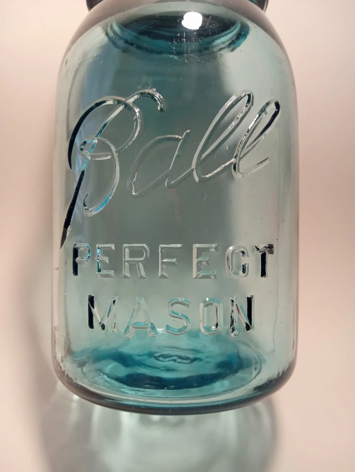 Rare vintage blue aqua ball perfect mason jar 1923-1933 #13 W/Double Seam Error - Image 3 of 4