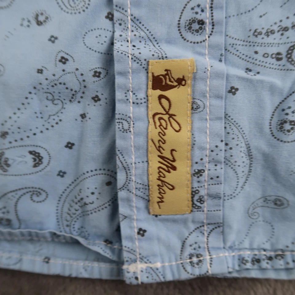 Camisa masculina LARRY MAHAN Western Paisley manga longa azul GG cowboy - Imagem 3 de 4