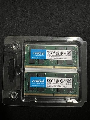 メモリー Crucial DDR4-3200 64GB KIT (2 x 32GB) Crucial 64GB 2 x 32GB DDR4-3200 PC4-25600 CL22 SO-DIMM Memory Kit