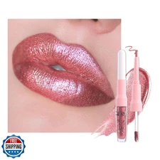 evpct Pine Red Metallic Glitter Lip Liner and Lipstick Combo Lip Gloss Stain 