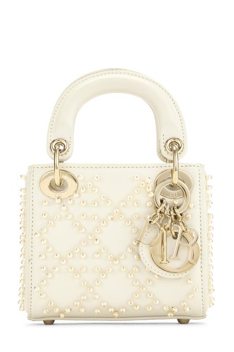 Christian Dior White Lambskin Pearl Lady Dior Micro - WGACA