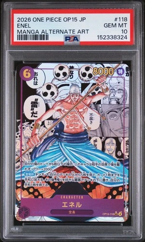 2026 ONE PIECE JPN ADVENTURE ON KAMI'S ISLAND MANGA ALT ART #118 ENEL PSA 10
