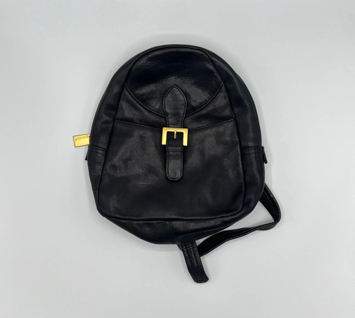 Tignanello Black Pebbled Leather Mini Backpack Multi Pocket Contrast Stitch Bag Tignanello Backpack Purse Black Pebbled | Mercari main image 2