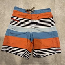 Patagonia Men's Striped Board Shorts Orange Blue Swim Trunks Size 28
