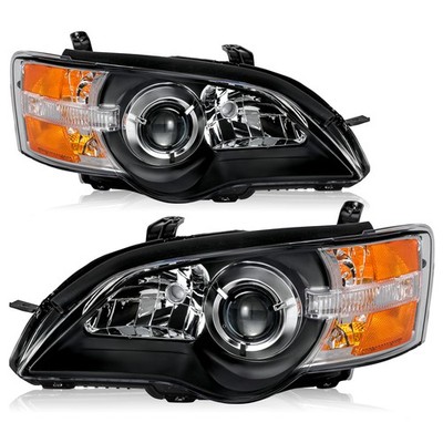 For 2005 2006 2007 Subaru Legacy/Outback Halogen Black Amber Headlight Lamp L+R