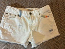 Polo Ralph Lauren Girls Large 12/14 White Cut Off Shorts Embroidered Distressed