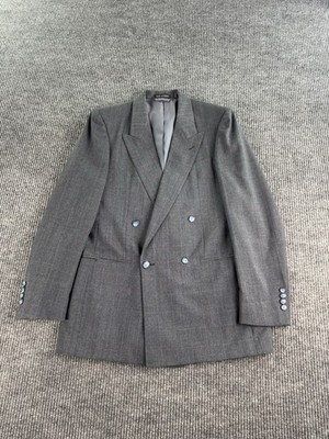 Vintage Jean Paul Germain Suit Jacket 38L Gray Wool Polyester Double Breasted