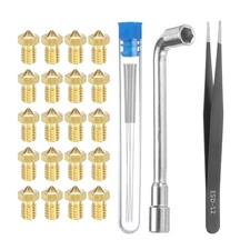 3D Nozzles Kit, 20pcs 3D Printer Brass Nozzles 0.4mm, 5pcs Cleaning Needles