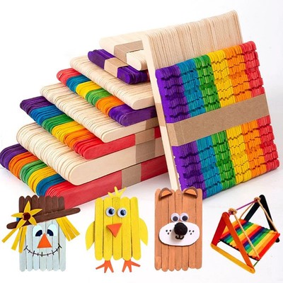 Chip Wooden Sticks 50Pcs for DIY Craft Kids Party