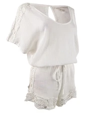 La Blanca Women's Crochet-Trim Romper Swim Cover-Up