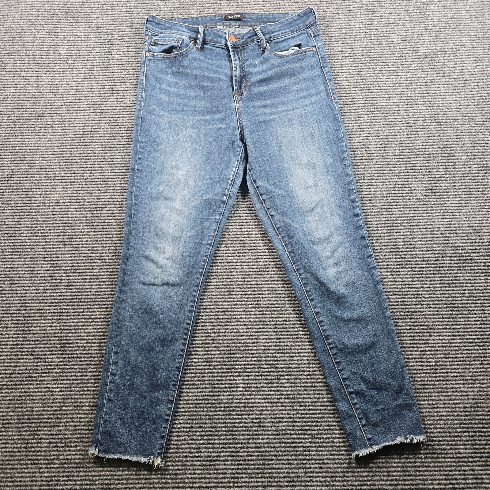 Dear John Jeans Women's 31 Blue Raw Hem Stretch Skinny