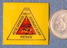 Laredo Mexico Auto Express Vintage Matchbook Art Proof MBa1