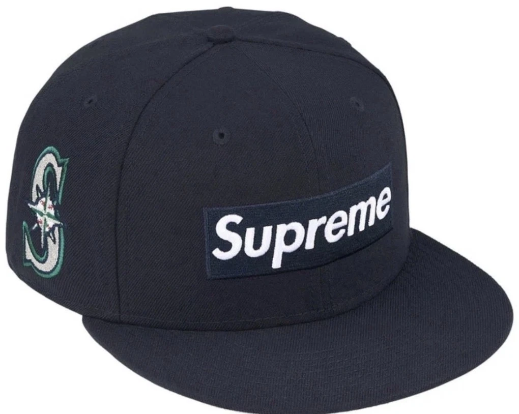 Supreme x MLB Seattle Mariners Box Logo New Era Navy Fitted Cap