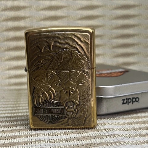 VTG RARE 1997 BRASS ZIPPO BARRETT SMYTHE HARLEY DAVIDSON "BEAR h172”