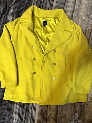 Gap Women's 2XL Yellow Pea Coat Double Breasted Button Lined Pockets