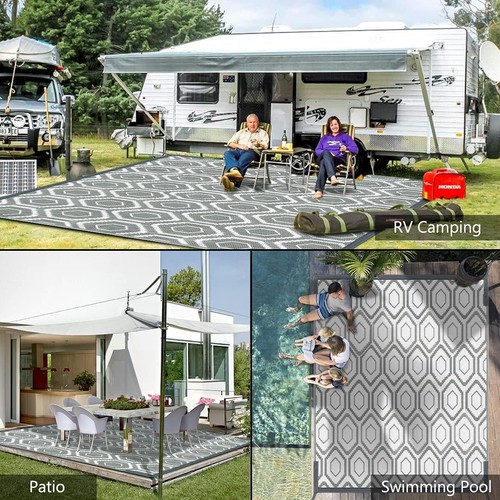 Weatherproof Reversible Outdoor Camping Rugs - Large Mat for RV, Beach, Picnic - Picture 5 of 7