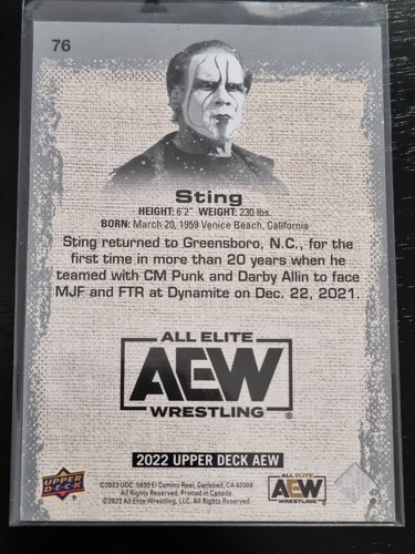 2022 AEW Sting HIGH GLOSS /10 Trading Card Upper Deck #89840 - Picture 2 of 2