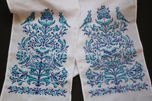 Blue embroidered towel Birds embroidery Tree of life Ukrainian Wedding rushnyk - Picture 1 of 24