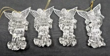 4 Vintage Acrylic Angel Shaped Christmas Ornament 4" Tall
